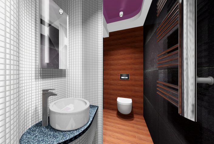 projekt wc, mozaika w wc, projekty i aranżacja łazienek