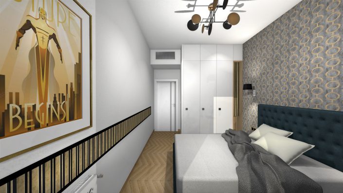 Sypialnia inspiracje, Art Deco, projekty wnętrz Kraków, Wrocław, Katowice, Warszawa